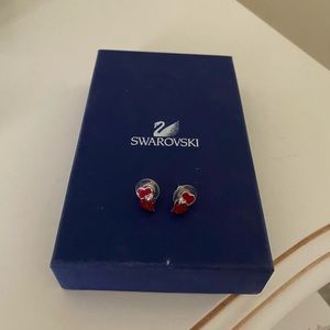 Swaroski red heart earrings